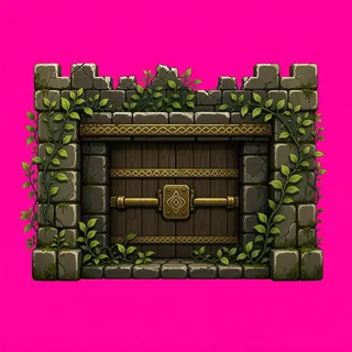 door locked, overgrown