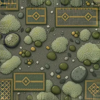 lichen-speckled fine gravel path
