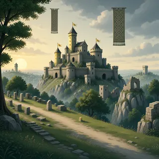 distant stronghold at daybreak