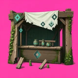 damaged market stall