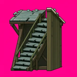 stairs upward, damaged