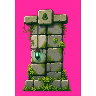 wall isolated pillar, overgrown