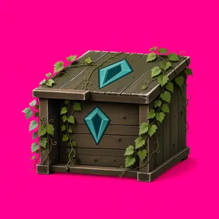 overgrown wooden crate