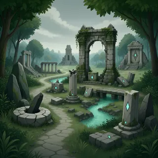 ancient landmark at overcast twilight