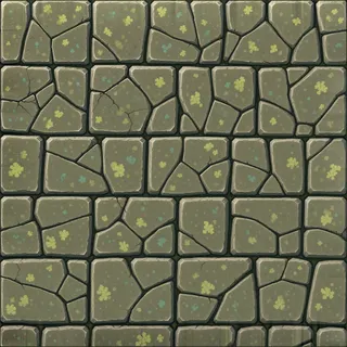 lichen-speckled worn cobbles