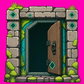 door open, weathered