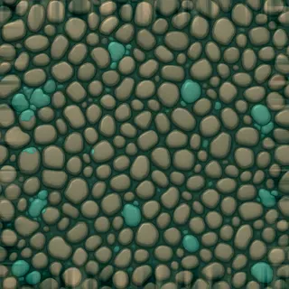 damp river pebbles