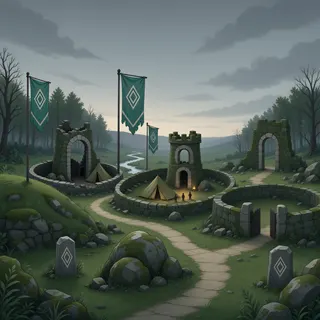 quiet camp at overcast twilight