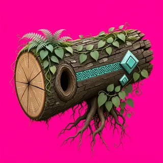 overgrown fallen log
