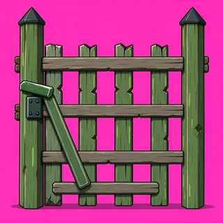fence gate closed, damaged