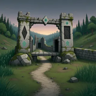 settlement entrance at dusk