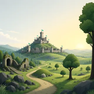 distant stronghold at daybreak