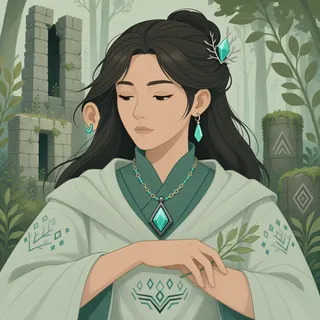 original adult healer, calm expression