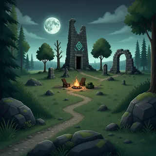 quiet camp at moonlit night