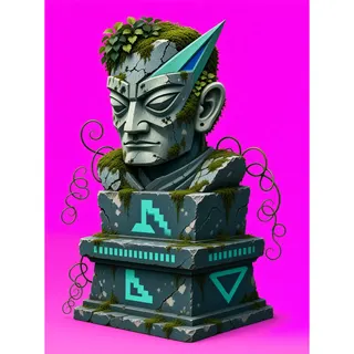 overgrown statue