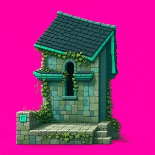 roof outer corner, overgrown