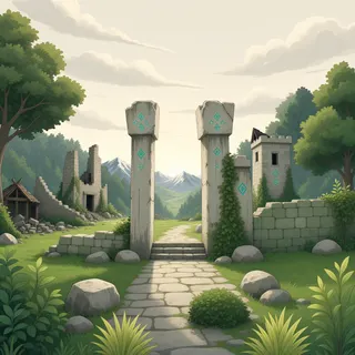 settlement entrance at daybreak