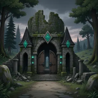 settlement entrance at overcast twilight