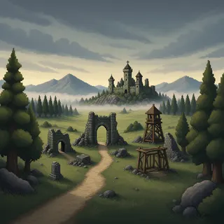 distant stronghold at dusk
