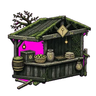 overgrown market stall
