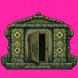 door open, weathered