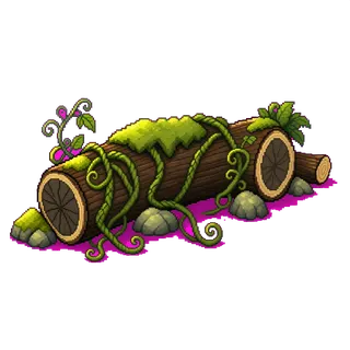 overgrown fallen log