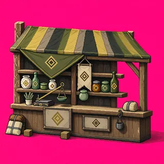 weathered market stall