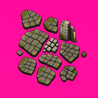 broken fragments, irregular arrangement