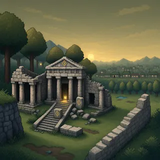 ancient landmark at dusk