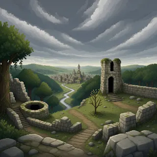 border overlook at stormy midday