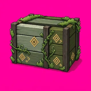 overgrown wooden crate