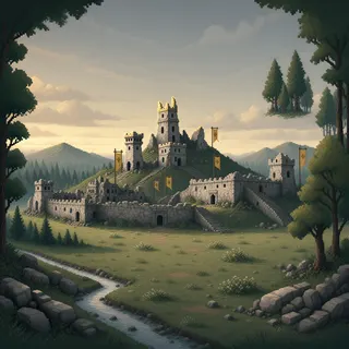 distant stronghold at daybreak