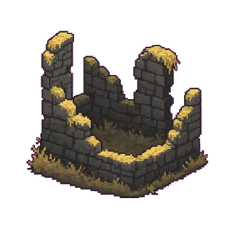 overgrown stone wall section