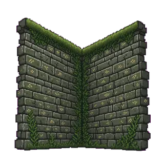 wall inner corner, overgrown
