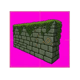 wall outer corner, overgrown