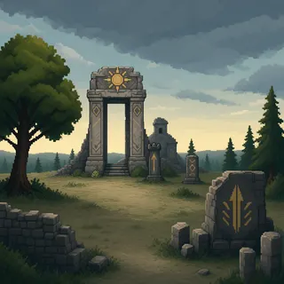 ancient landmark at overcast twilight