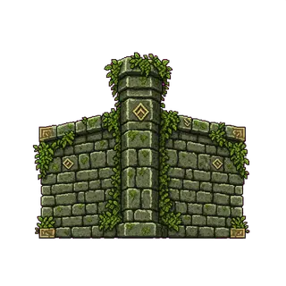 wall isolated pillar, overgrown