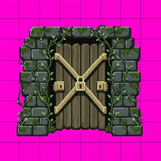 door locked, overgrown