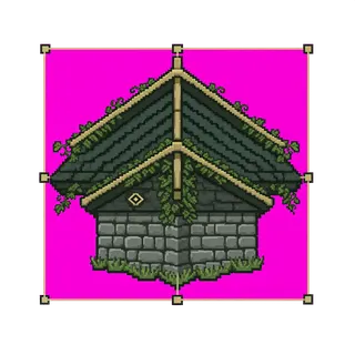 roof outer corner, overgrown