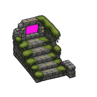 stairs downward, overgrown