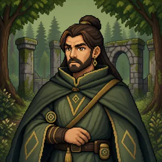 original adult merchant, calm expression