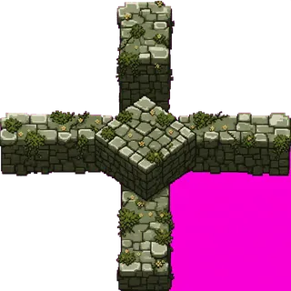 wall cross junction, overgrown