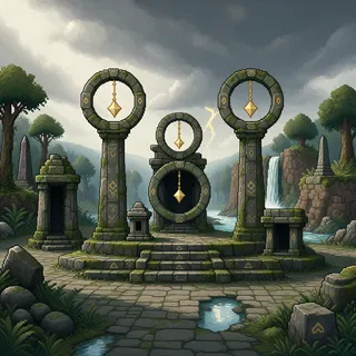 hidden shrine at stormy midday