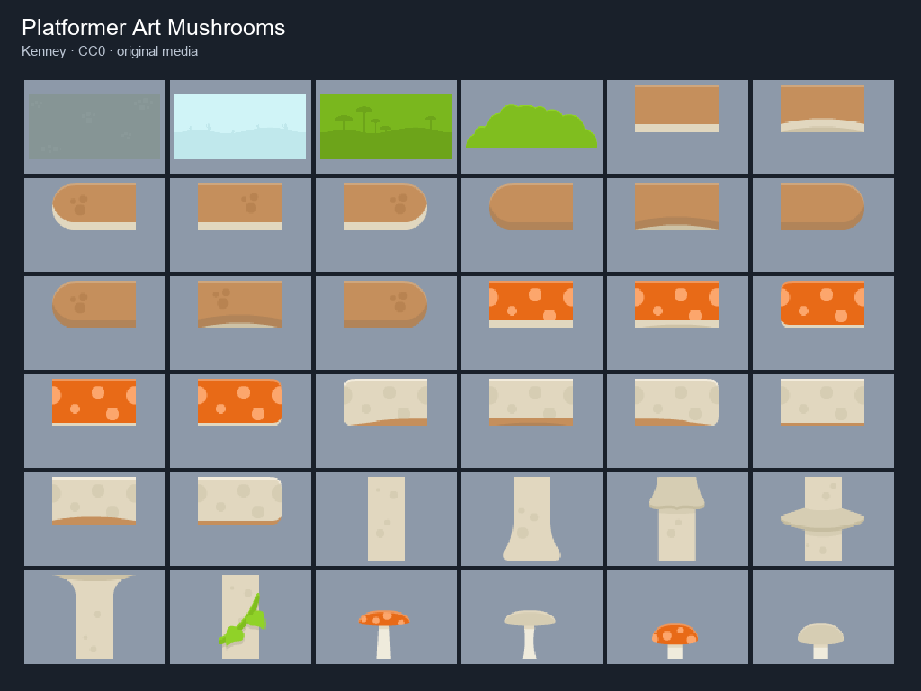 Preview of Platformer Art Mushrooms