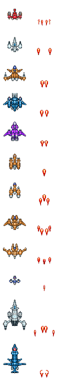 Preview of 2D spaceship sprites with engines