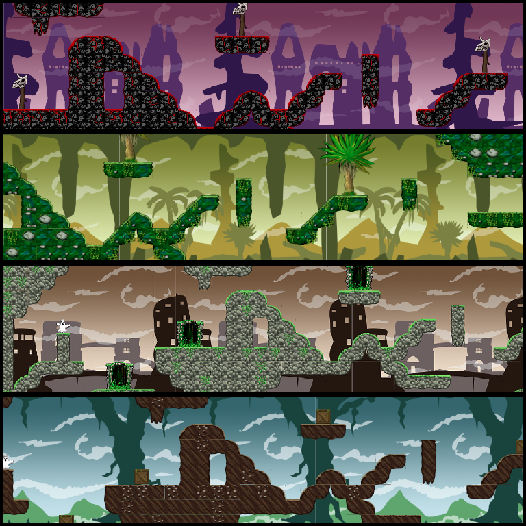 Preview of Construct 2 Tileset : 4x tilemaps, 4x backgrounds, 4x objects